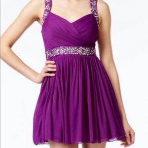 B Darlin Juniors Embellished Surplice party dress